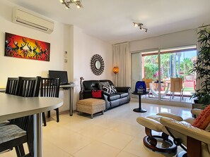 TV, DVD player, stereo