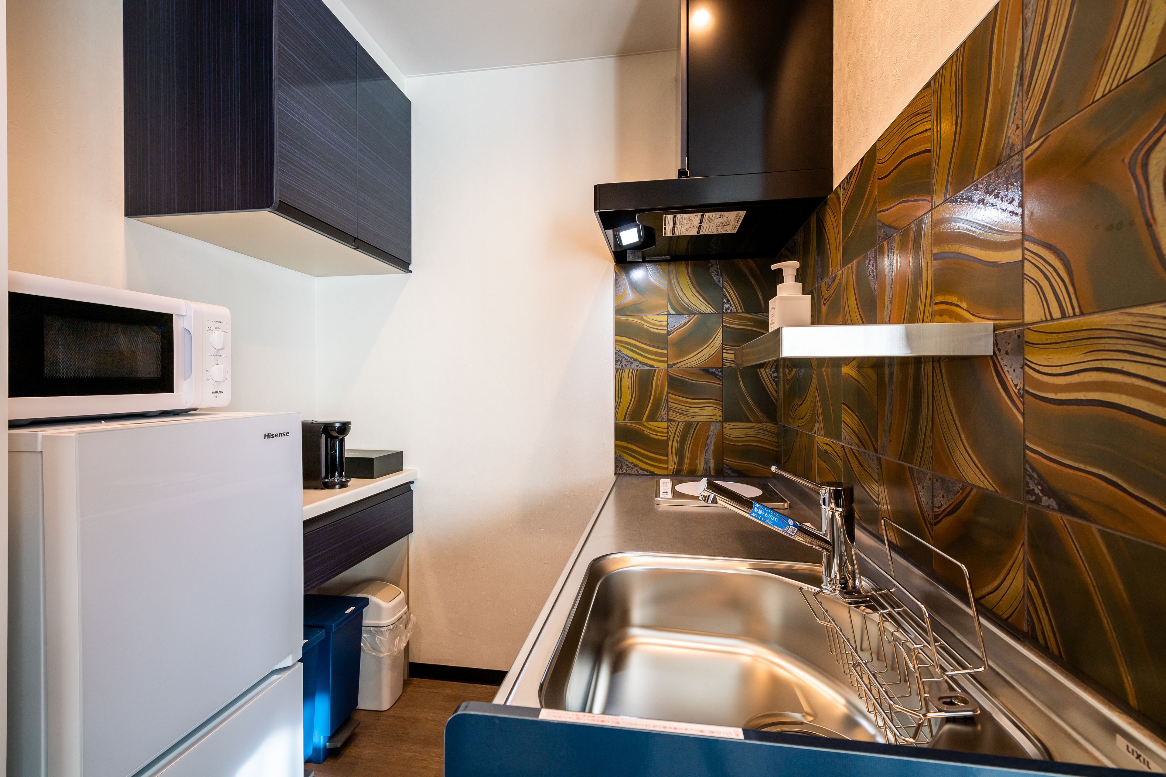 villa twin room with kitchen, partial ocean view | private kitchen | fridge, coffee/tea maker, electric kettle