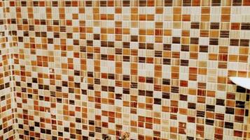 Shower, free toiletries, hair dryer, slippers