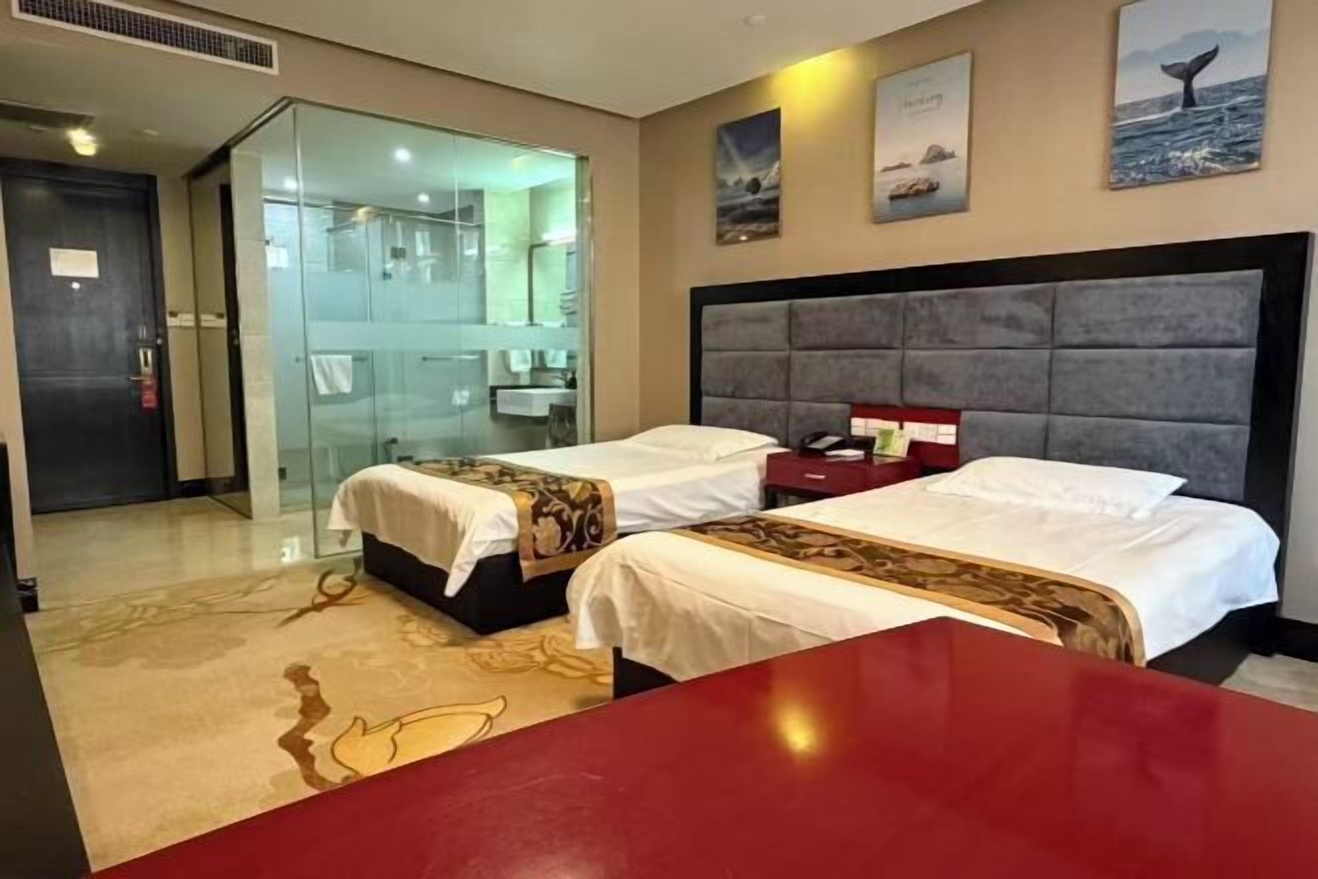 Minibar, desk, blackout curtains, iron/ironing board