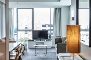 2 Bedroom Apt Standard | Living area | Flat-screen TV, DVD player - Gold Coast Private Apartments (Surfers Paradise)