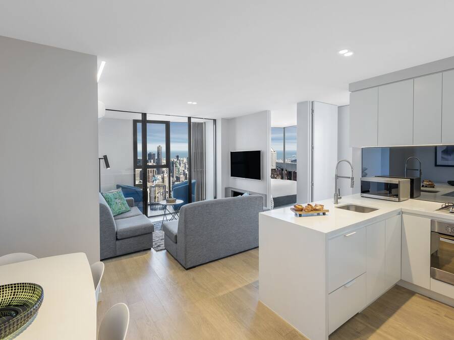 Three Bedroom Sky Apartment | Living area | 55-inch Smart TV with digital channels