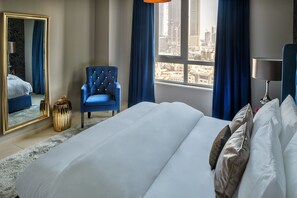 Design Apartment, 2 Bedrooms, City View, Overwater | 2 bedrooms, premium bedding, pillow-top beds, individually decorated - Luxury Staycation - The Residences Tower (Dubai)