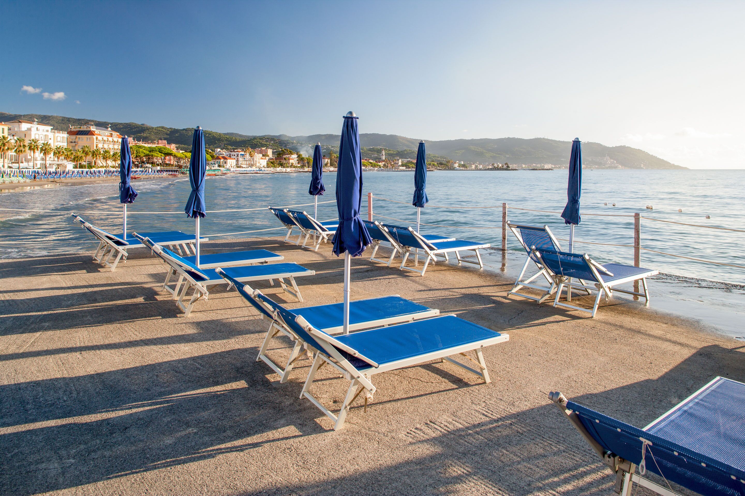 private beach nearby, sun-loungers, beach umbrellas, beach bar