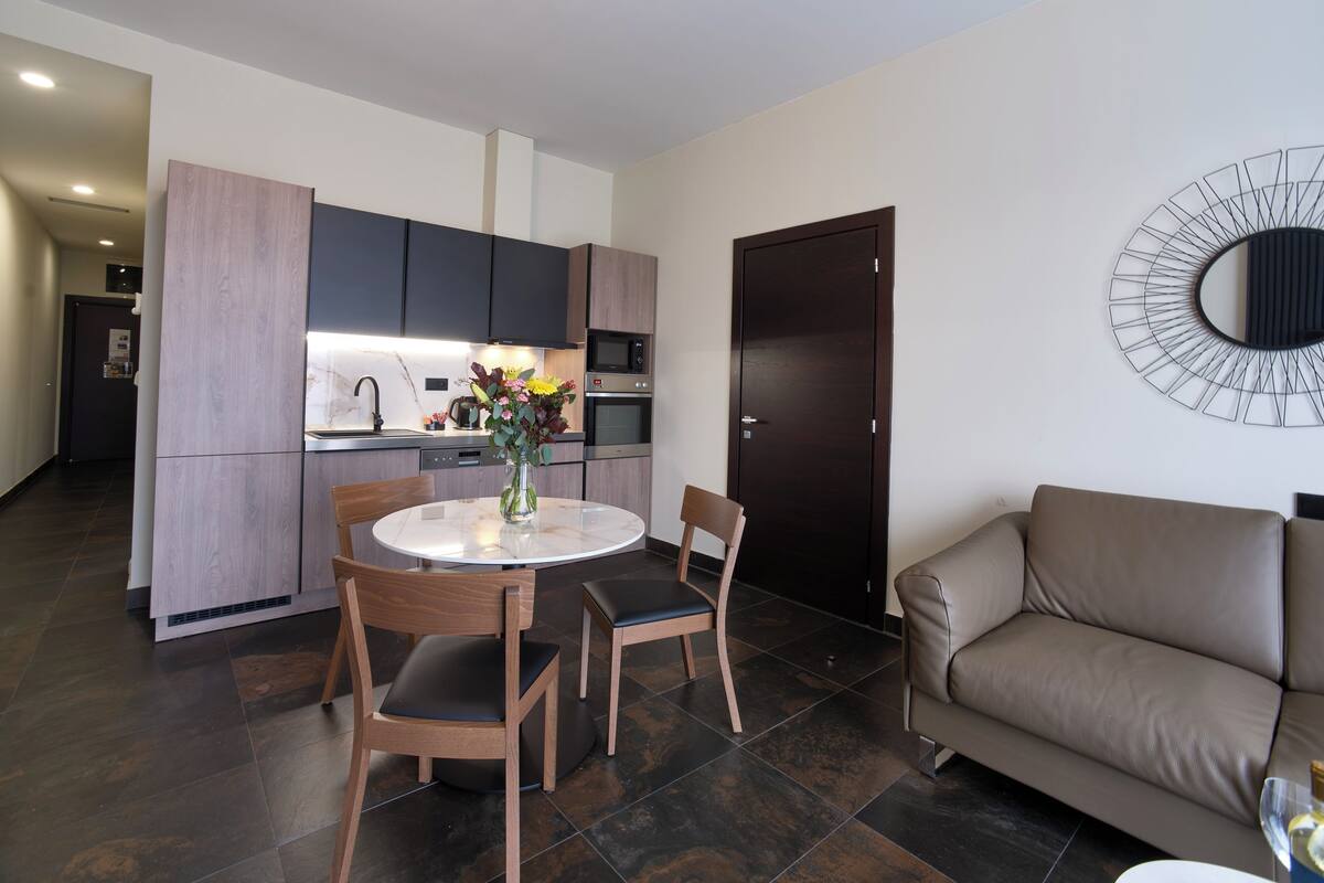 Apartment, 1 Bedroom, Balcony | Private kitchenette | Fridge, oven, stovetop, dishwasher