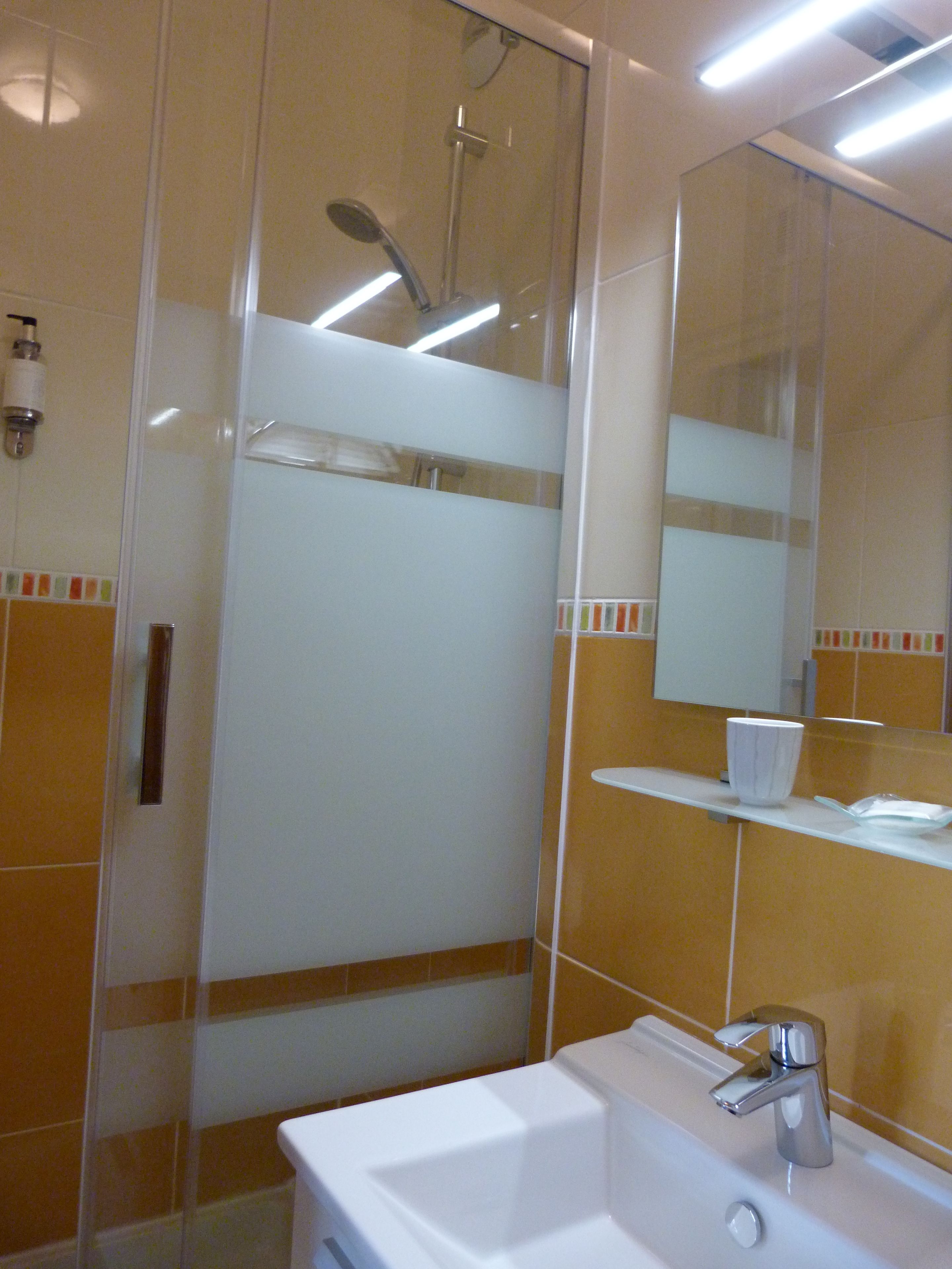 superior double room | bathroom | shower, free toiletries, hair dryer, towels