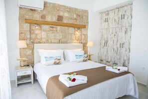 Apartment, 1 Bedroom, Ground Floor | 1 bedroom, Egyptian cotton sheets, hypo-allergenic bedding - Haraki Stone Apartments (Rhodes)