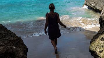 On the beach, beach towels