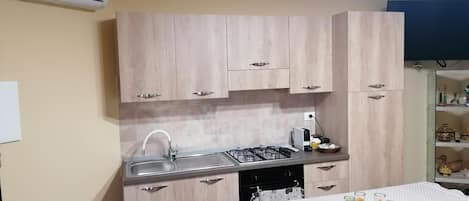 Full-sized fridge, microwave, oven, stovetop