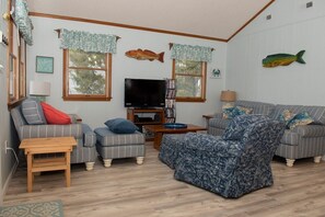 Smart-TV, DVD-spiller, bøker og filmbibliotek