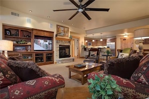 Condo, Multiple Beds (6209 Bear Lodge, Trappeur's Crossing) | Living room | TV, fireplace - 6209 Bear Lodge, Trappeur's Crossing Apartment 3 (Steamboat Springs)