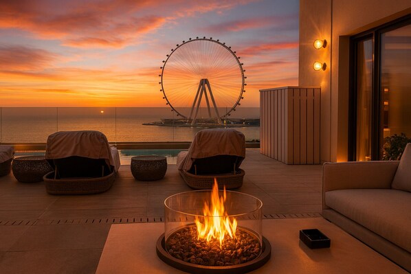 Terrace/patio - Dubai Jbr Luxury 180 m° penthouse Full sea View 41° Floor 4/6 pax (Dubai Marina)