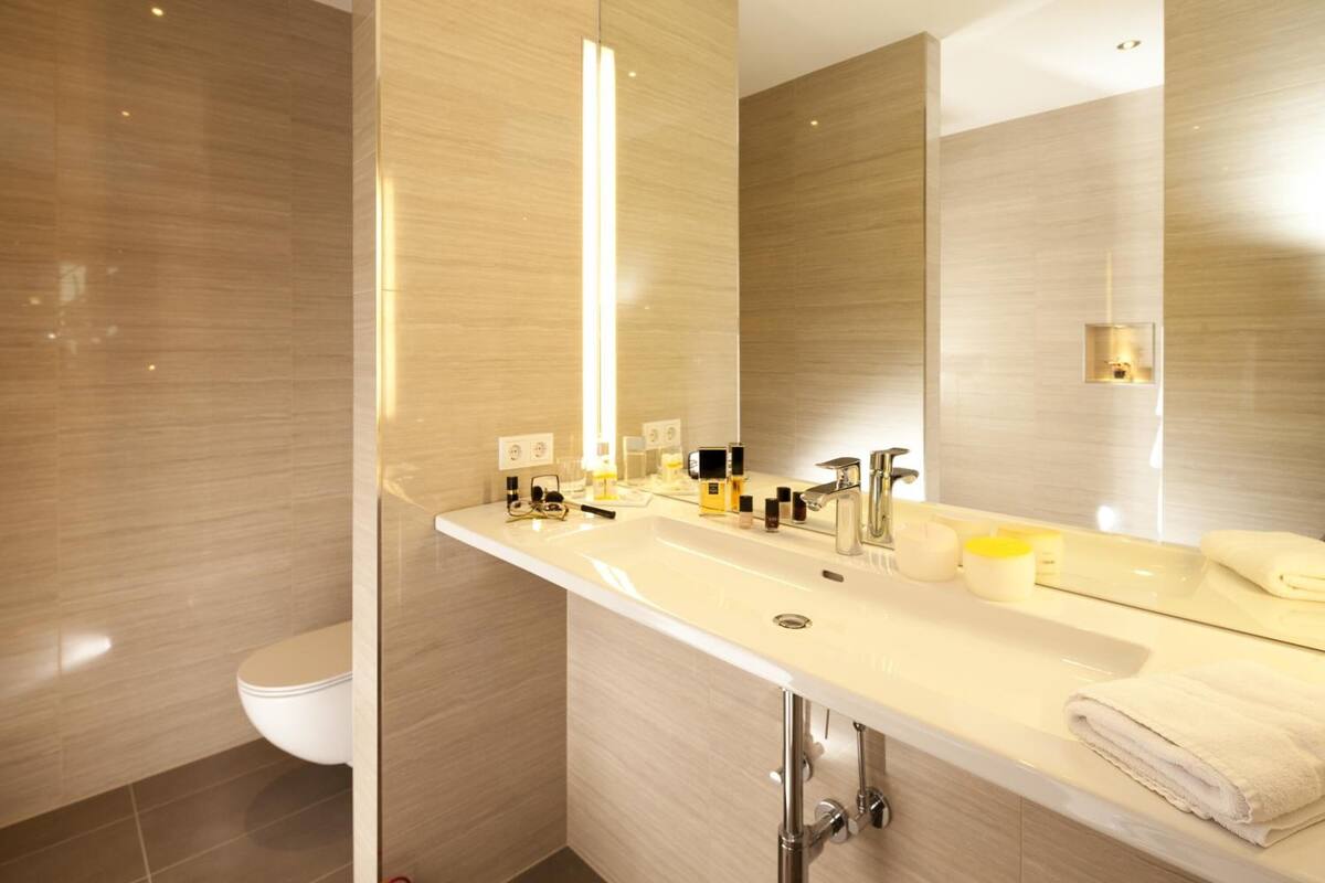 free toiletries, hair dryer, towels