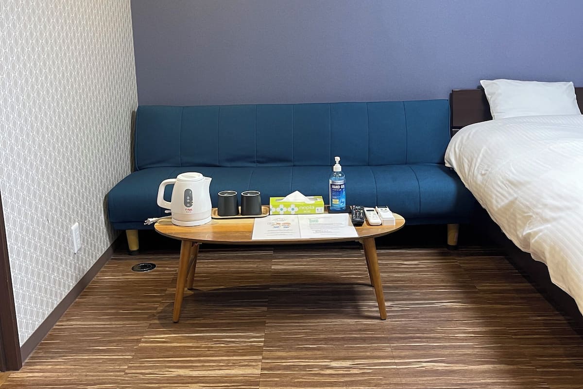 Twin kamer (with Sofa Bed) | Een bureau, verduisterende gordijnen, een strijkplank/strijkijzer