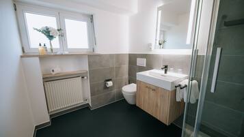 Dusche, Haartrockner, Handtücher