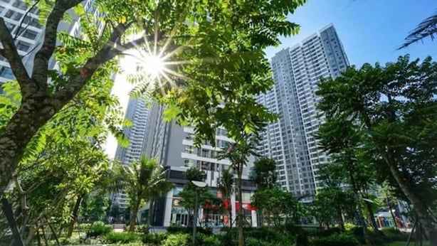 A modern urban park with tall buildings in the background, a well-maintained lawn, and a clear sky. - Jenny's Splendid Home (Hanoi)