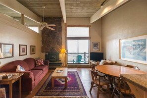 Apartment | Living area | TV, fireplace - 417 Storm Meadows Club C Apartment 2 (Steamboat Springs)