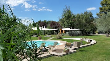 AuĂenpool (je nach Saison geöffnet), Sonnenschirme, LiegestĂŒhle