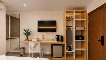 Minibar, in-room safe, desk, laptop workspace