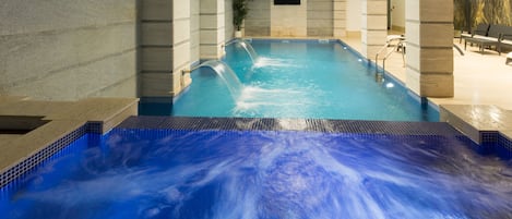 Indoor pool, open 9 AM to 10 PM, sun loungers