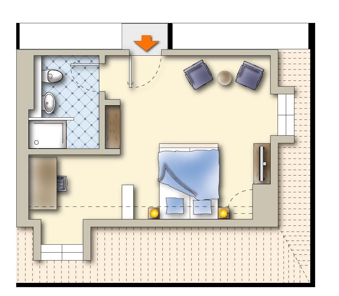 superior double room | floor plan