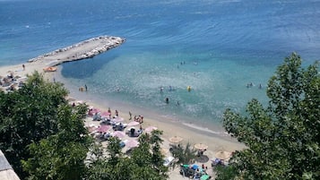 Private beach, sun loungers, beach umbrellas, beach bar