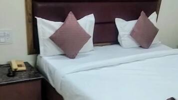 Desk, bed sheets