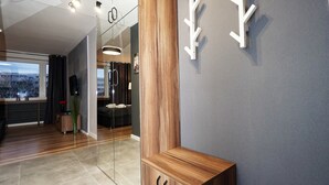 Studio Deluxe, cuisine, vue ville | Coin séjour