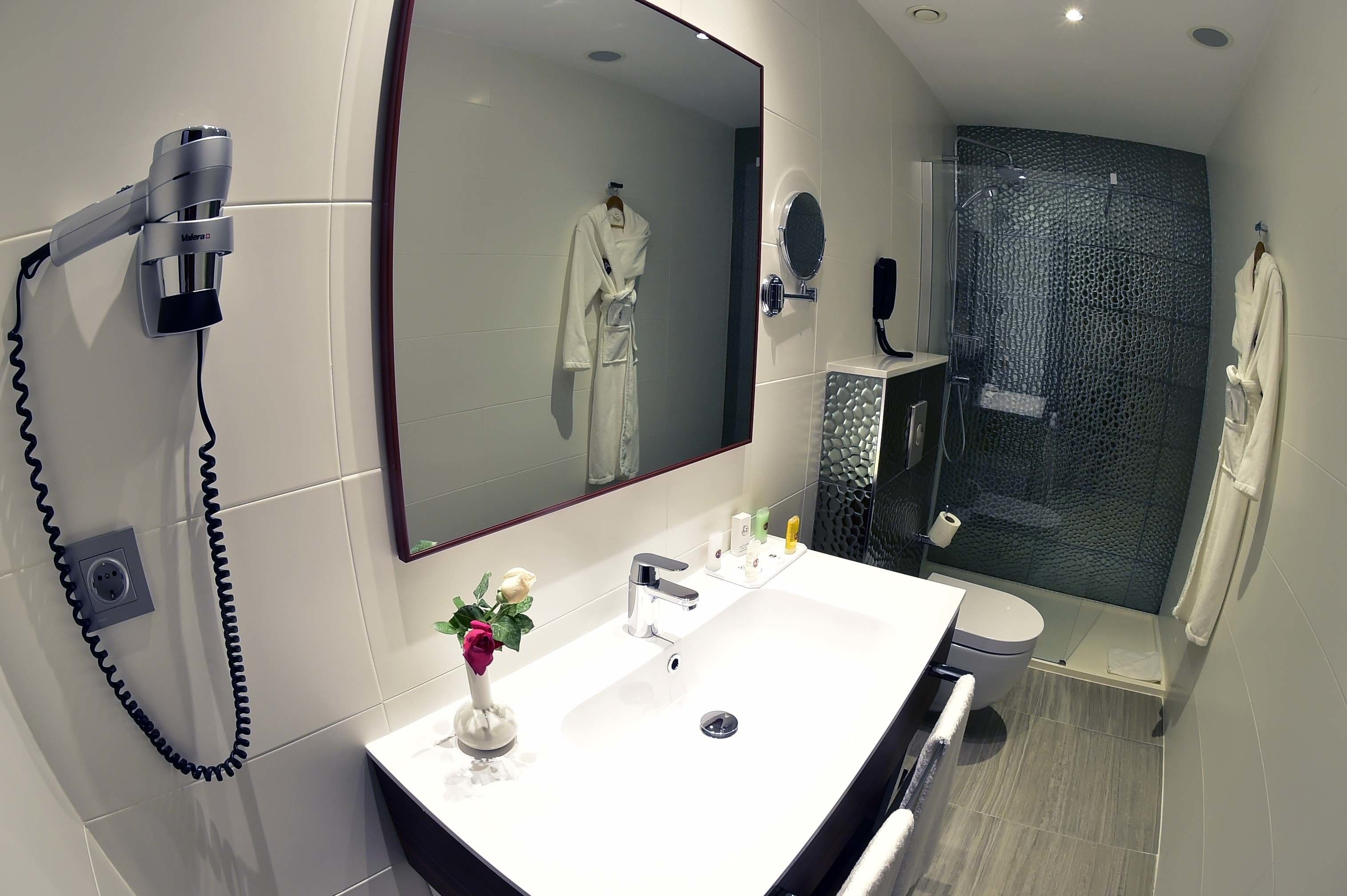 shower, free toiletries, bathrobes, bidet