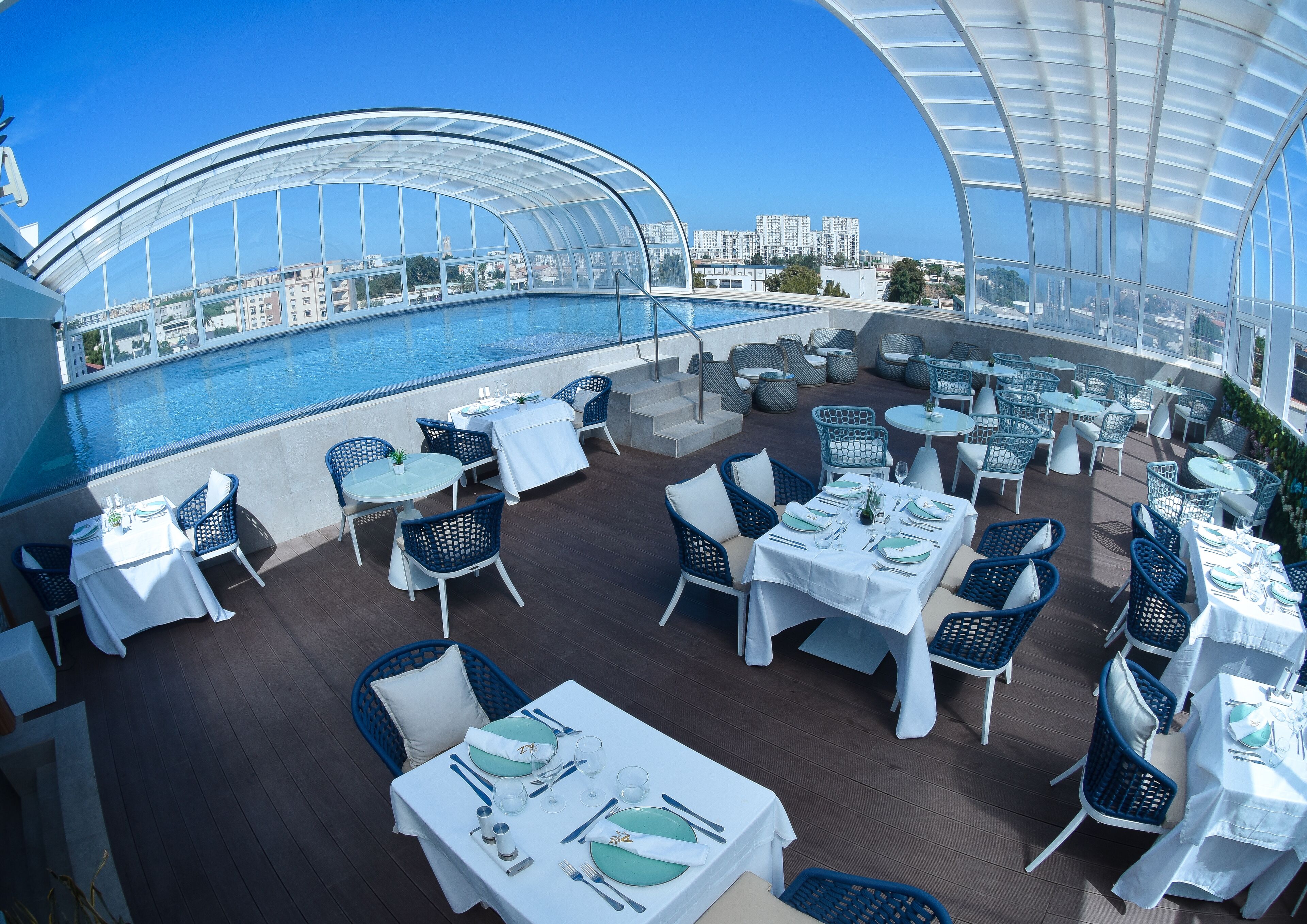 breakfast, lunch served; local and international cuisine, pool views