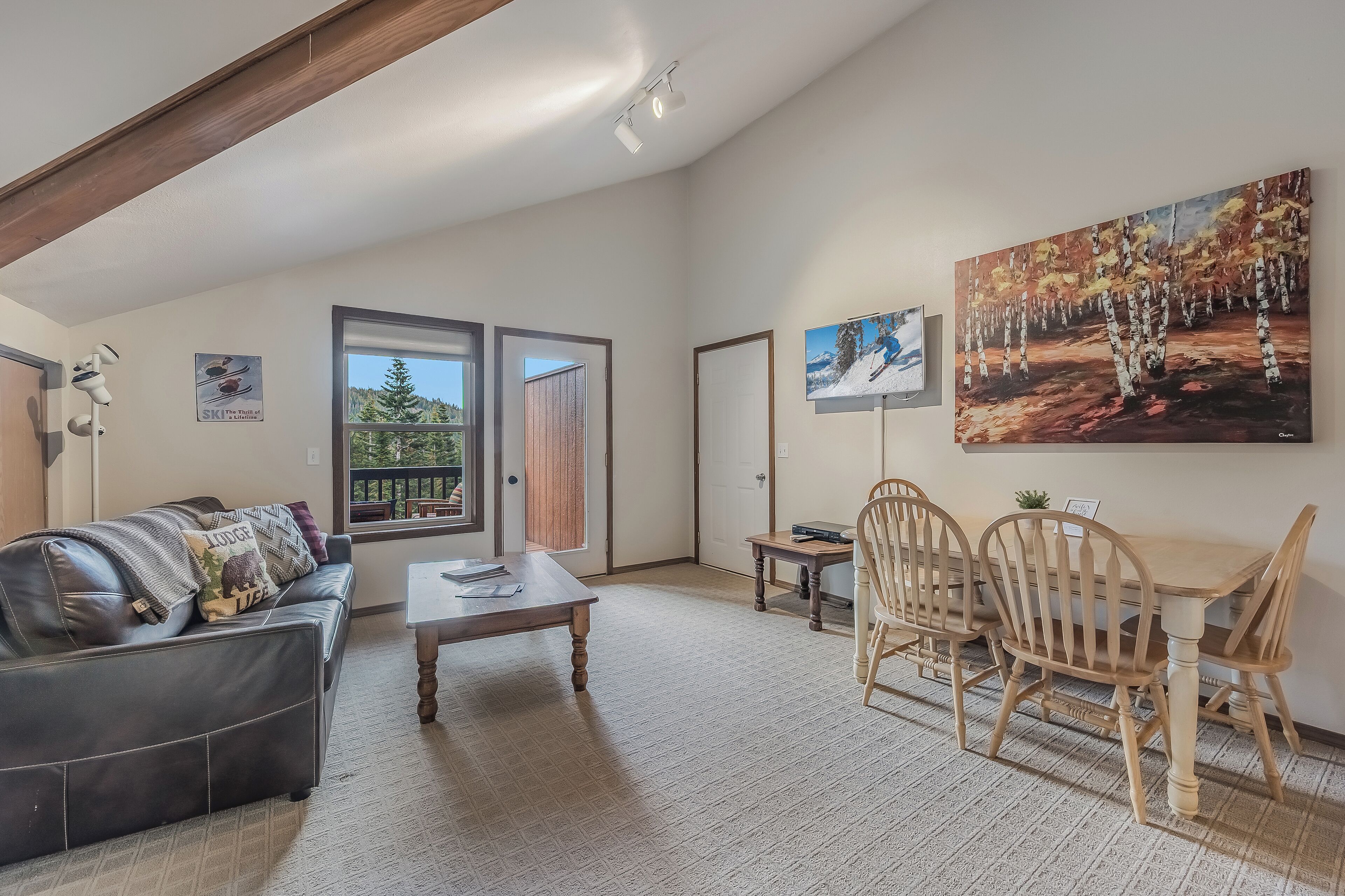 Smart TV, fireplace, video games, DVD player