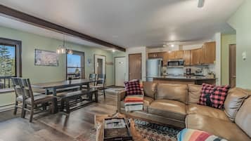 Smart TV, fireplace, video games, DVD player
