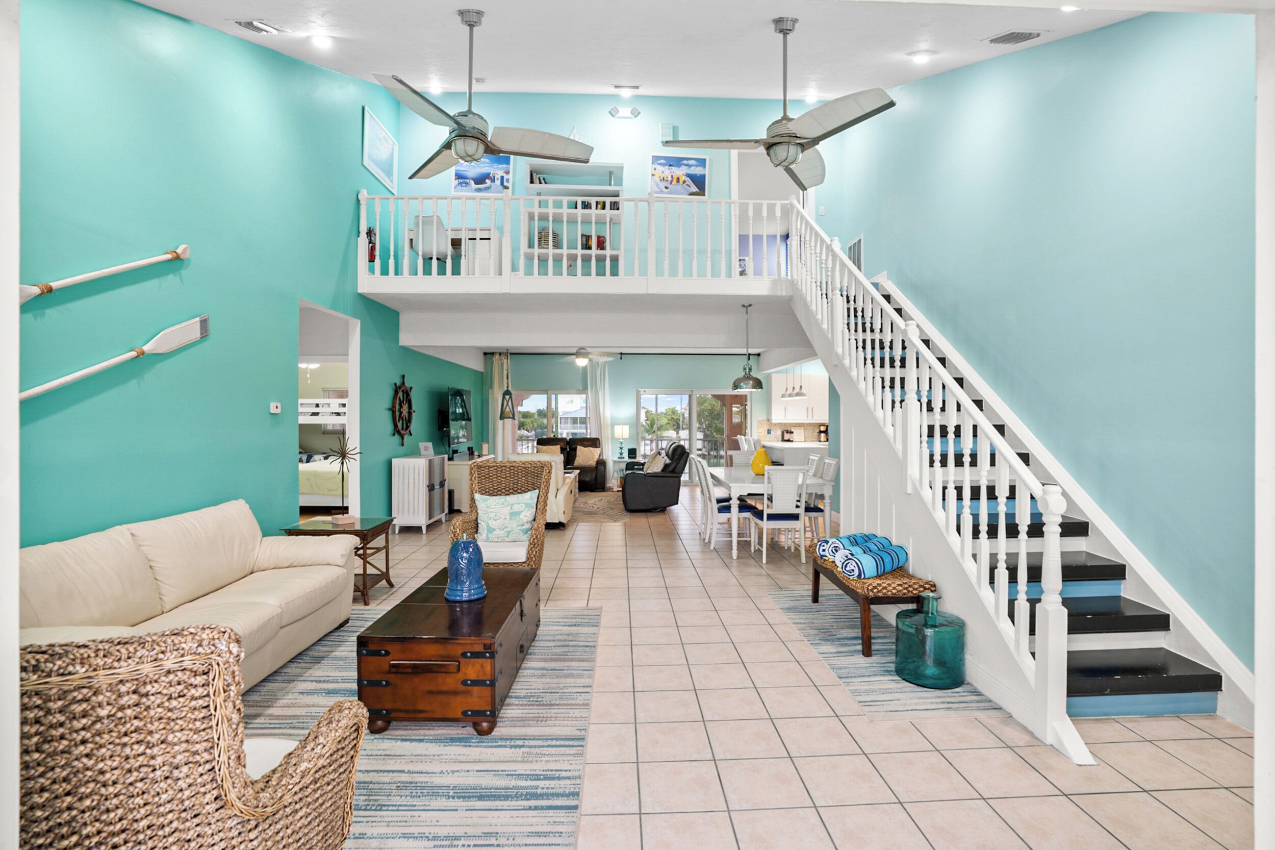 Smart TV, DVD player, books, video library