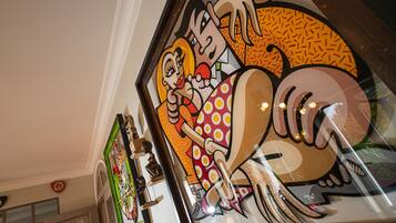 A mural with cartoon characters.