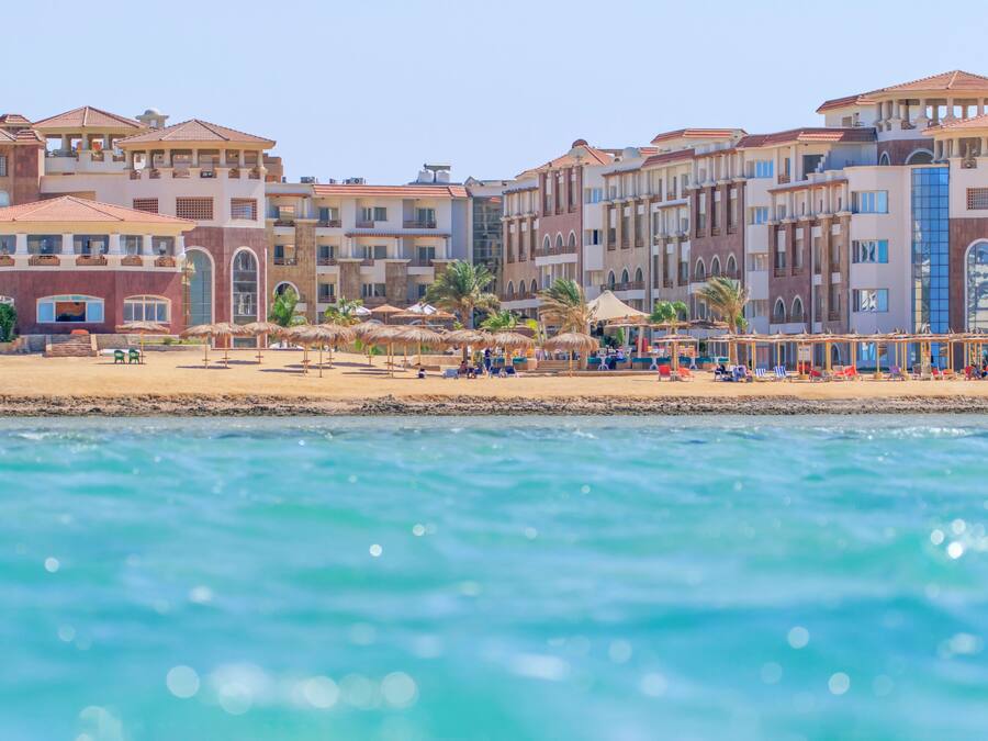 Private beach, beach umbrellas