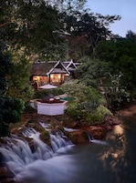 Outdoor pool, sun loungers