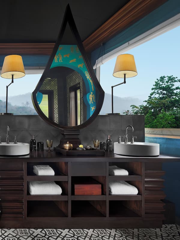 Hilltop Tent | Bathroom | Separate tub and shower, free toiletries, hair dryer, bathrobes