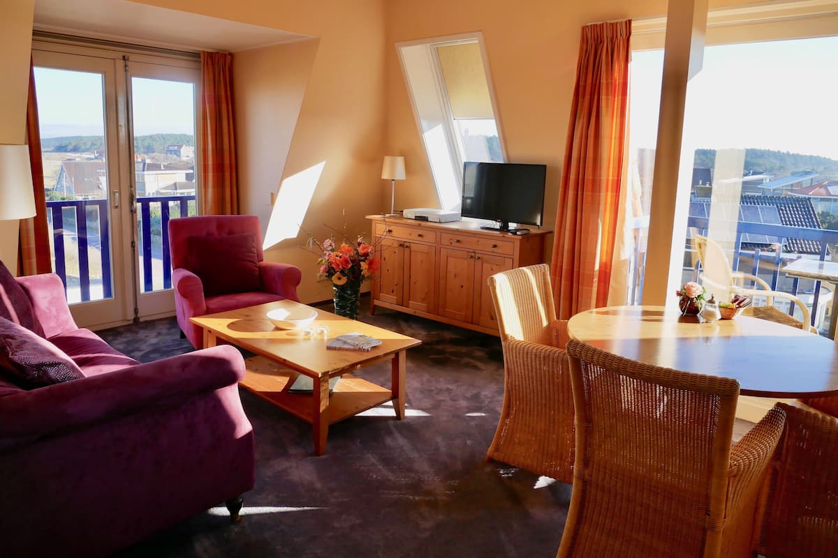 Deluxe Apartment, 1 Bedroom, Balcony (20) | Living room | Flat-screen TV, DVD player