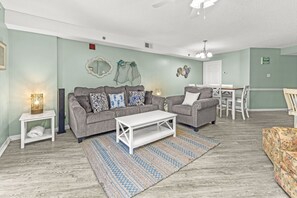 Premium Condo, 2 Bedrooms, Balcony | Living room - Tradewinds Condos by Hosteeva (Orange Beach)