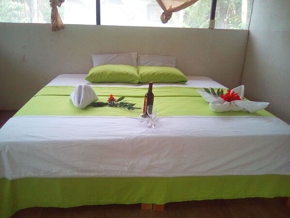 Douche, articles de toilette gratuits, serviettes fournies