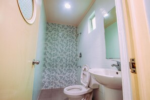 Kamer (Garage) | Badkamer | Een douche, gratis toiletartikelen, een haardroger, pantoffels