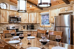 Fridge, microwave, dishwasher, coffee/tea maker