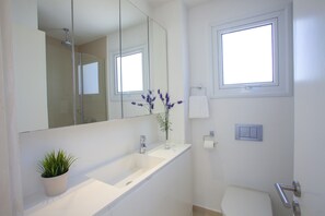 Dusche, Haartrockner, Handtücher