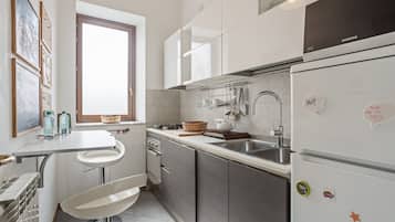 Fridge, microwave, oven, electric kettle