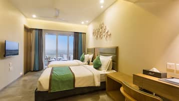 Premium bedding, memory foam beds, in-room safe, desk