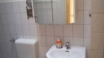 Regadera, secadora de cabello, toallas, papel de baño