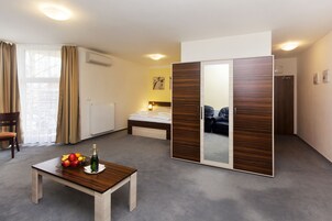 Desk, blackout drapes, iron/ironing board, free WiFi