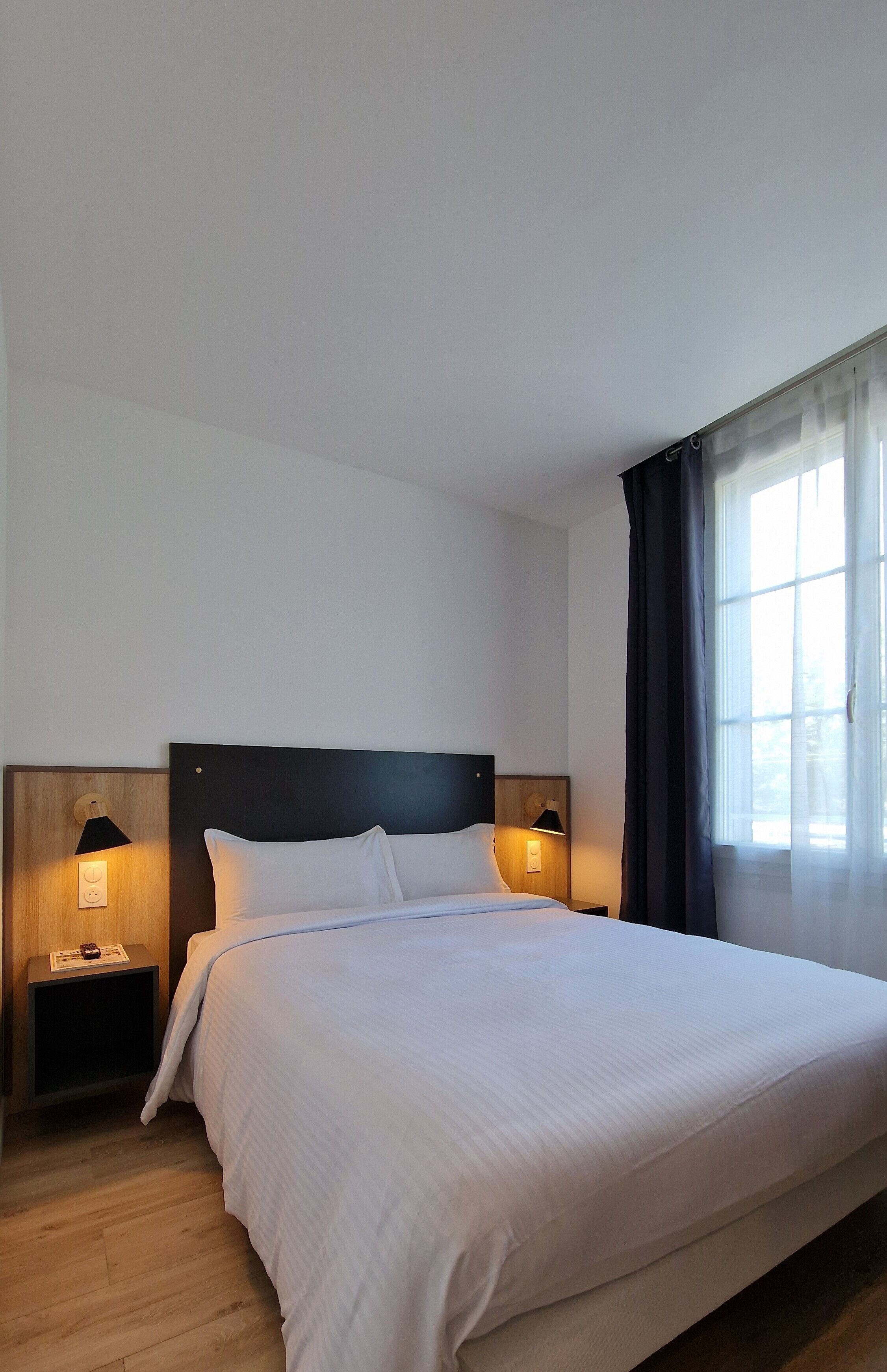 double room | premium bedding, desk, laptop workspace, blackout curtains