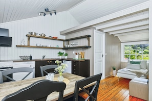 Cabin, 2 Bedrooms, Mountain View, Oceanfront | Private kitchen | Coffee/tea maker, fridge, oven, stovetop