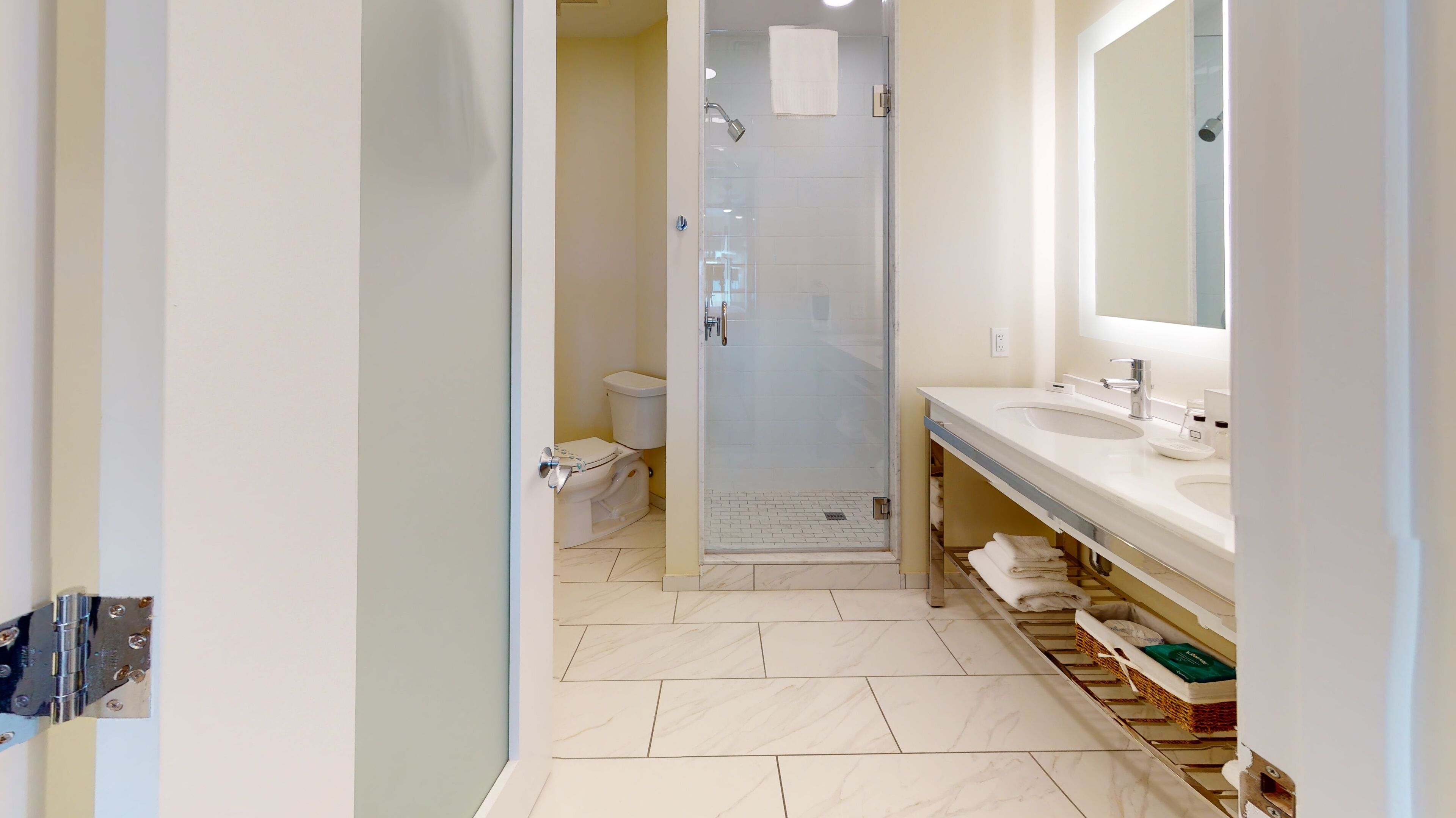 free toiletries, hair dryer, towels